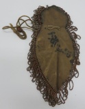 Leather and beaded purse, 10