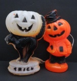 Two plastic Halloween decorations, pumpkins, 13