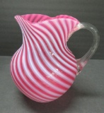 Cranberry swirl pitcher, 8 1/2