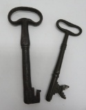 Two large metal keys, 6