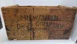 Milwaukee Drug Company Wholesale Druggist wood box, 26 1/2