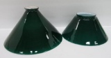 Two emerald case glass shades, 8
