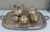 Lovely Wilcox Silver plate Co International tea service, 6 pieces, Hand chased, N 7069