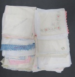 44 hankies, tatted and embroidery