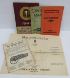1930- 1950's automotive manuals, Chevy , Hudson, Hupmobile