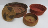 Three ethnic woven baskets