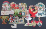 12 fold out and mechanical Vintage Valentines, die cuts, 3