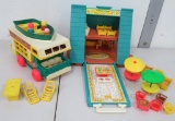 Vintage Fisher Price Play Family A Frame and Camper with accessories