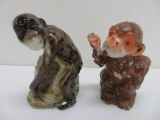 Two Monkey ceramic still banks, 4 1/2