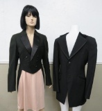 Two vintage mens jackets, tails and suit coat with fabulous hanger The Belmar