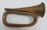 Brass and copper bugle, no mouthpiece, 10 1/2