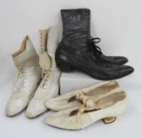 Two pair of vintage lace up shoes and wedding shoes