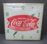 Drink Coca Cola fish tail lighted PAM clock, 15