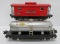 Two Lionel train cars, O gauge, tinplate, 2817 Caboose and 2815 Sunoco Tanker