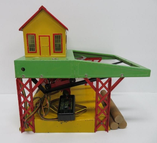 American Flyer Log Loader #751 with instructions, 11 1/2" tall and 8 1/2" wide, with controller