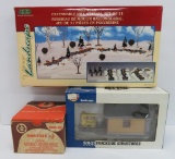 Throttle Pack HO train control, Poly resin mill stream scene & 027 Trackside Speeder w/shed