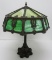 Ornate slag glass table lamp, ornate base 25