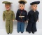 Three very nice plastic military dolls, Army,Navy and Marines, 7