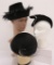 Fantastic vintage hat lot, black embellished with feathers and rhinestones