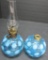 Blue coin spot miniature oil lamp and perfume bottle base