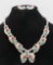 Striking Sterling Native American Turquoise & coral necklace with matching earrings, 19