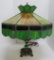 Ornate table lamp with slag shade, 23