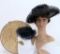 Two lovely vintage hats and snake skin patterned hat box