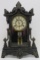 HJ Davies Metal Front Shelf Clock, c 1880's, 22