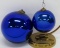 Two cobalt kugel ornaments, 2 1/2