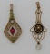 Two lovely period lavalier pendants, one marked 10 kt gold, 1 1/4