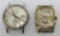 Two men's vintage wrist watch faces, Bulova and Hamilton model 747