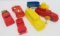 Six vintage colorful plastic toy trucks and jeep, 2 1/2