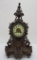 Very ornate cast metal clock, 17 1/2