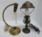 Two metal table lamps, one with jeweled shade, working, 13