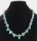 Turquoise and silver bead necklace, 23 1/2