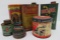 Vintage tin lot, oils, polish, and cigar