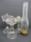 Three pattern glass oil lamp bases, 8