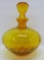 MCM glass bottle, mustard yellow with stopper, 11