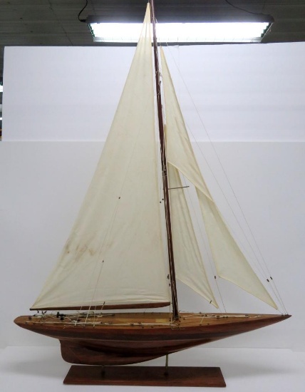 Wonderful 38 1/2" long wooden sail boat, 55 1/2" tall
