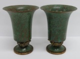 Pair of Bronze verde green vases attributed to Carl Sorensen, , 6 1/2