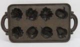 Vintage Cast iron fruit and vegetable muffin corn bread pan, 13