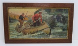 Vintage Outdoor Wildlife scene print, attributed to Philip Goodwin, nice frame, 18 1/2