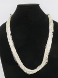 Multi strand liquid silver necklace, 26