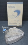 Like new Whiting and Davis silver mesh purse in box with original tag, 4 1/2