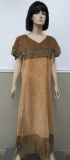 Leather Native American design dress with beaded fringe