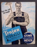 Trojan Overall advertising, cardboard with easel back, 11