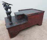 Antique Shoe Shine Stand, cast iron horse shoe stands, outstanding piece!