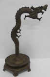 Brass dragon table top bell holder, 16