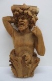 Vintage Architectural wood corbel, male god, 25
