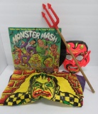 Vintage Halloween items, costumes and Monster Mash Album